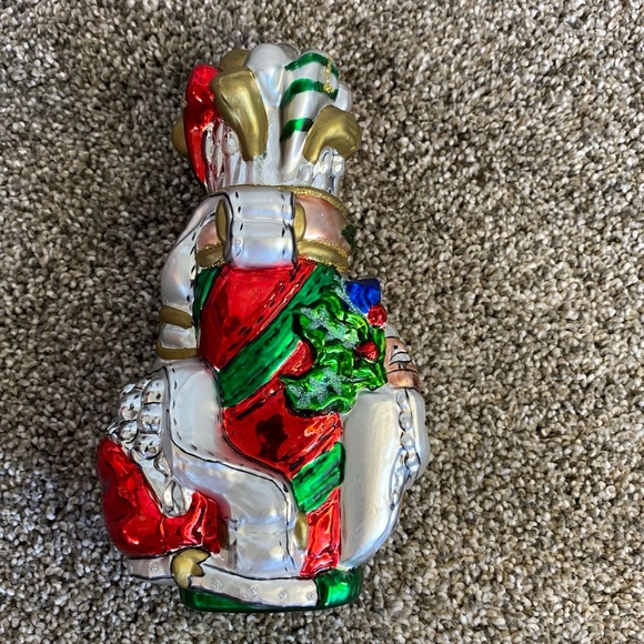 Large Hand Blown Glass Golf Bag Christmas Tree Ornament Crystals Golfer Noel - Picture 5 of 9